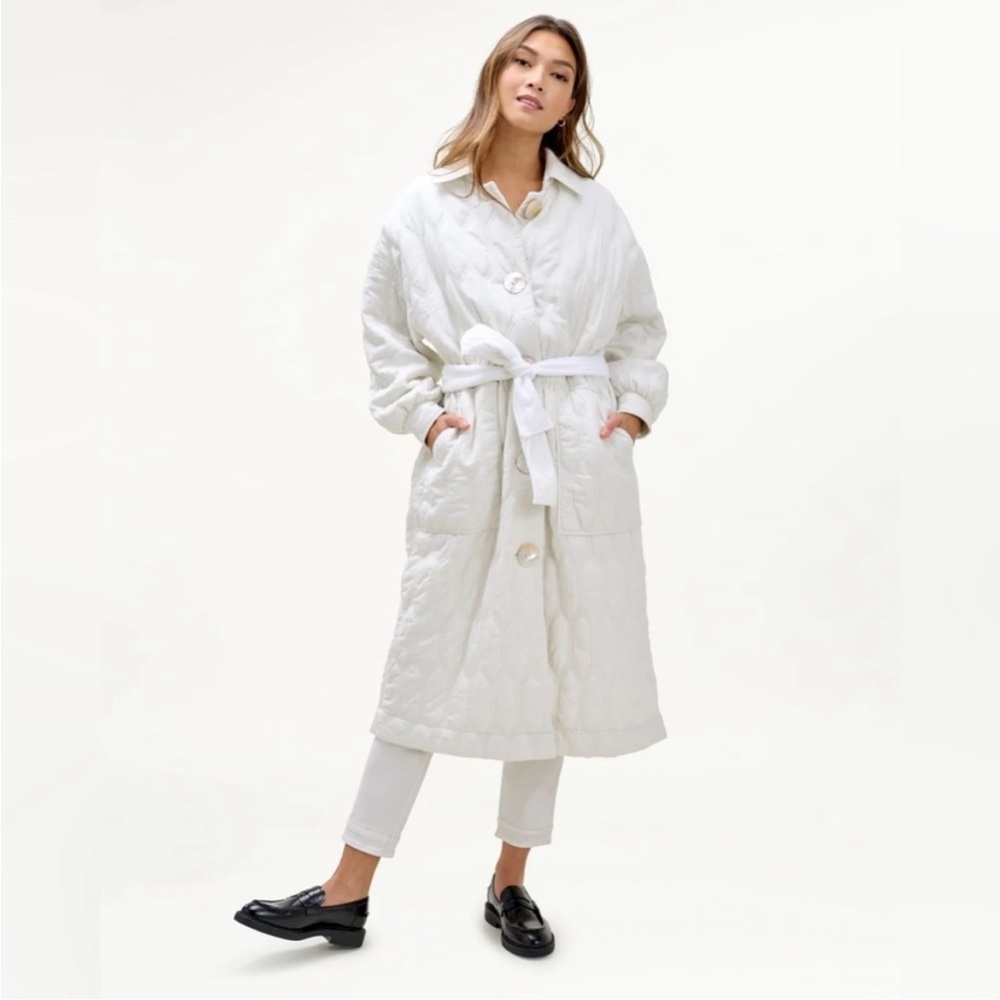 Splendid White Quilted Long Coat